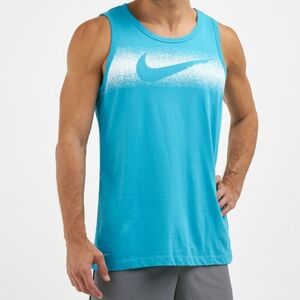 Nike Dri Fit Sleeveless Blue Tank Top With Chalk Swish -size S - New